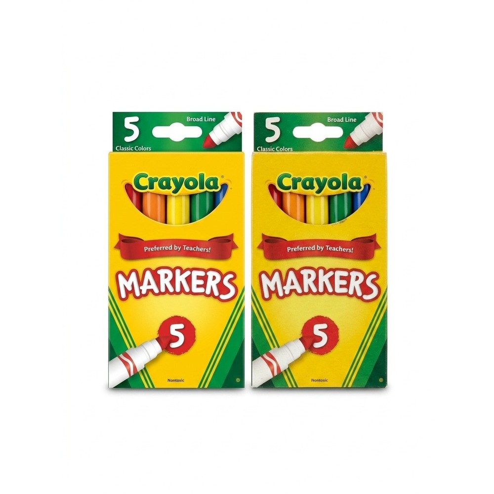 Crayola Classic Markers Broad Line 5 Count Pack of2 Nontoxic School Art Supplies